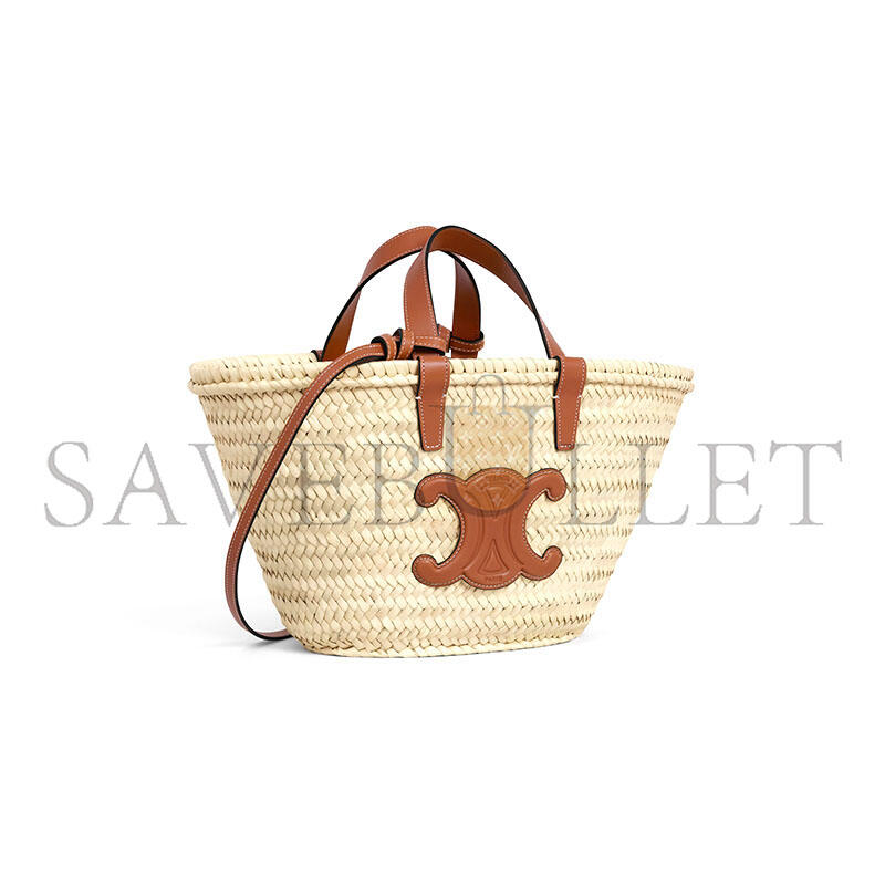 CELINE TEEN CELINE CLASSIC PANIER IN PALM LEAVES AND CALFSKIN 113832CGG.04LU (23*21*15cm)